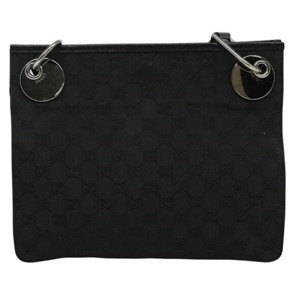 GUCCI GG Canvas Shoulder Bag Black Silver - Picture 2 of 16